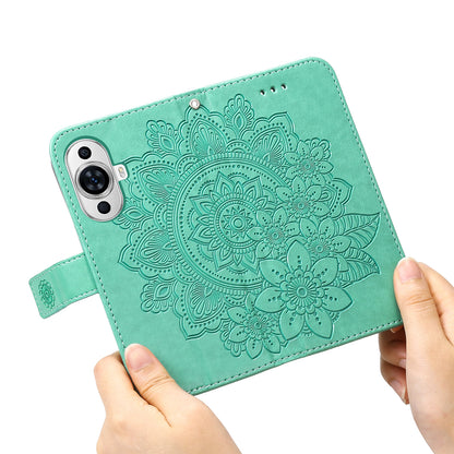 For Huawei nova 11 Flip Stand PU Leather Case Flower Imprinting Wallet Phone Cover