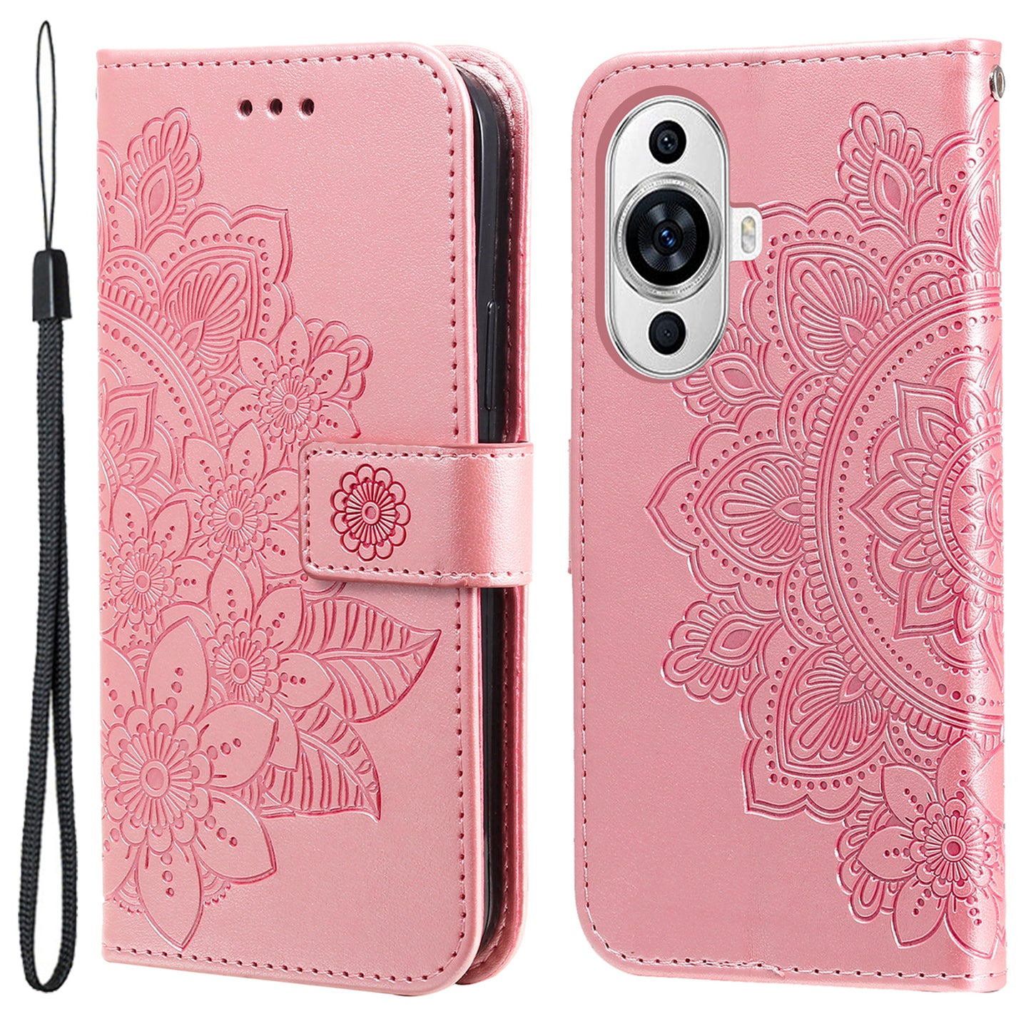 For Huawei nova 11 Flip Stand PU Leather Case Flower Imprinting Wallet Phone Cover