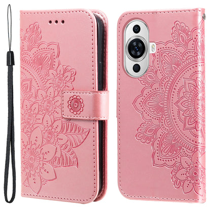 For Huawei nova 11 Flip Stand PU Leather Case Flower Imprinting Wallet Phone Cover
