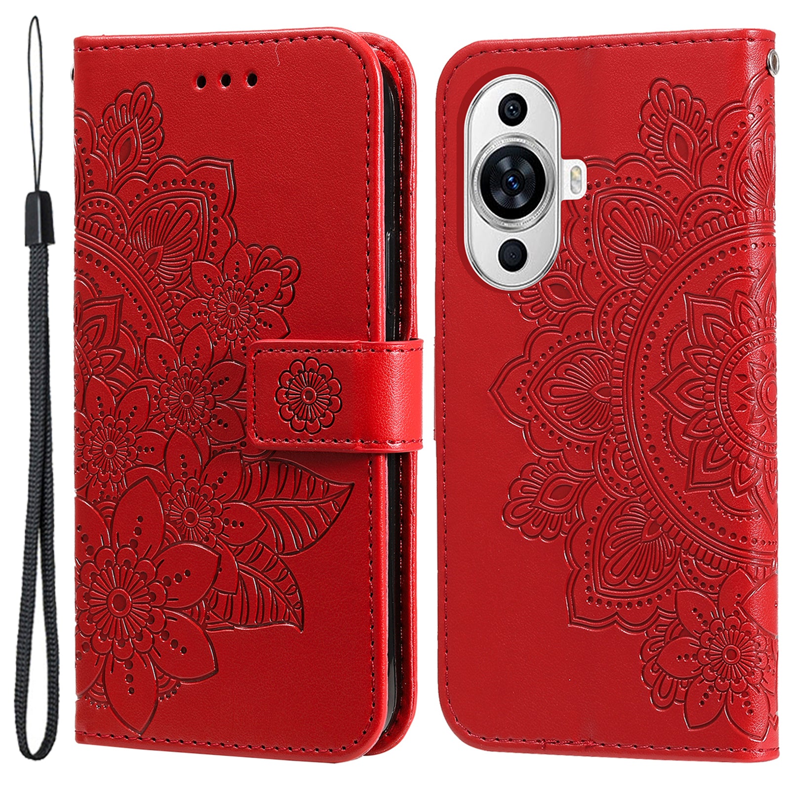 For Huawei nova 11 Flip Stand PU Leather Case Flower Imprinting Wallet Phone Cover
