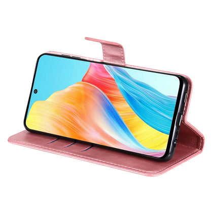 Leather Phone Case for Oppo A1 5G / A98 5G / F23 5G , Calf Texture Zipper Pocket Stand Shell Drop-proof Wallet Cover