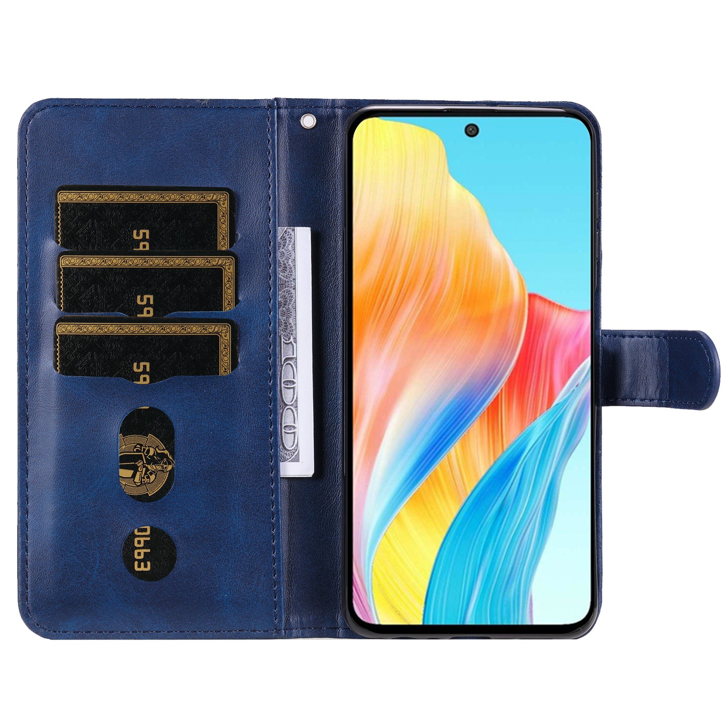 Leather Phone Case for Oppo A1 5G / A98 5G / F23 5G , Calf Texture Zipper Pocket Stand Shell Drop-proof Wallet Cover