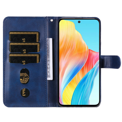 Leather Phone Case for Oppo A1 5G / A98 5G / F23 5G , Calf Texture Zipper Pocket Stand Shell Drop-proof Wallet Cover