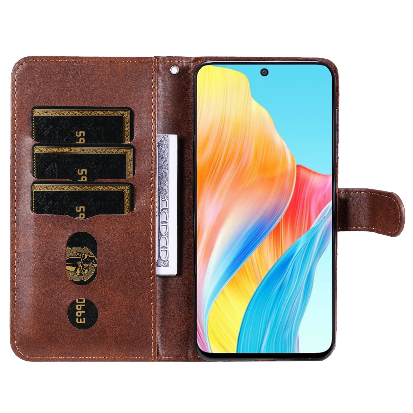 Leather Phone Case for Oppo A1 5G / A98 5G / F23 5G , Calf Texture Zipper Pocket Stand Shell Drop-proof Wallet Cover