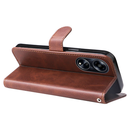 Leather Phone Case for Oppo A1 5G / A98 5G / F23 5G , Calf Texture Zipper Pocket Stand Shell Drop-proof Wallet Cover