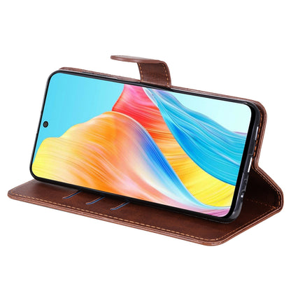 Leather Phone Case for Oppo A1 5G / A98 5G / F23 5G , Calf Texture Zipper Pocket Stand Shell Drop-proof Wallet Cover