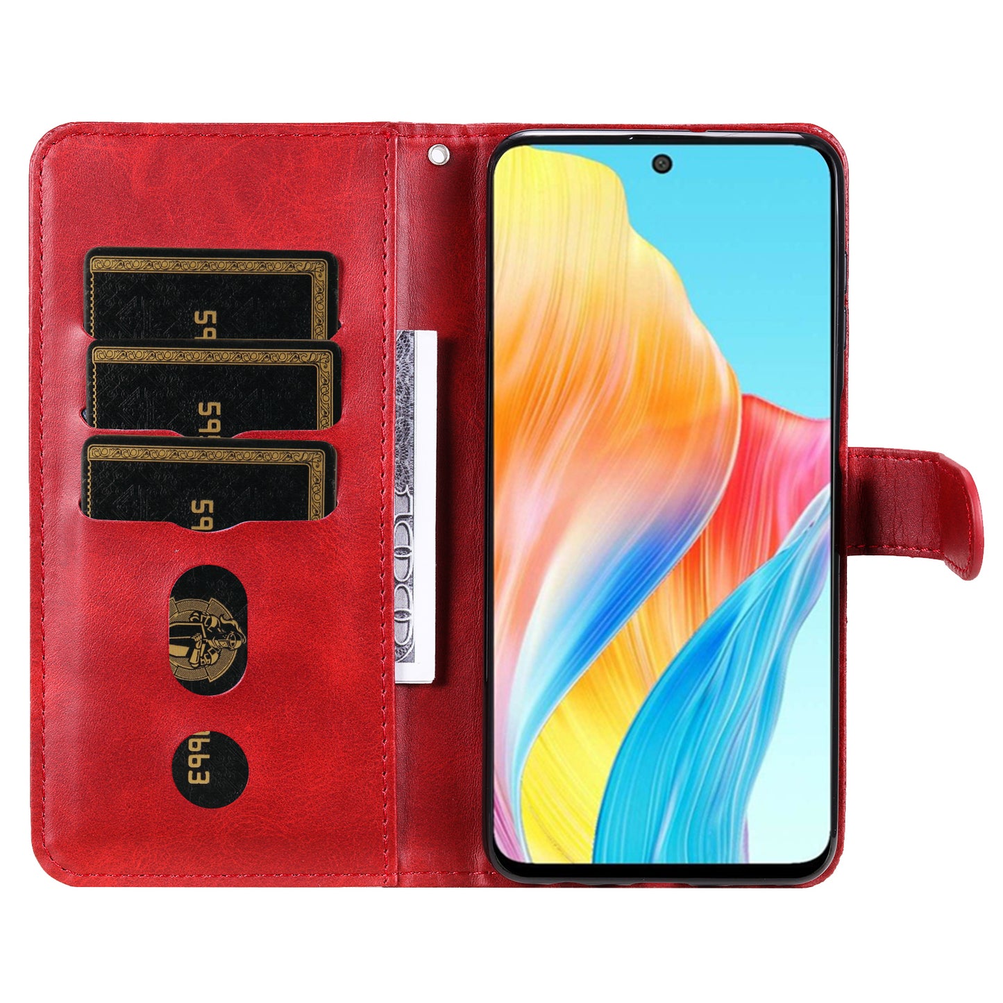 Leather Phone Case for Oppo A1 5G / A98 5G / F23 5G , Calf Texture Zipper Pocket Stand Shell Drop-proof Wallet Cover