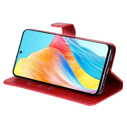 Leather Phone Case for Oppo A1 5G / A98 5G / F23 5G , Calf Texture Zipper Pocket Stand Shell Drop-proof Wallet Cover