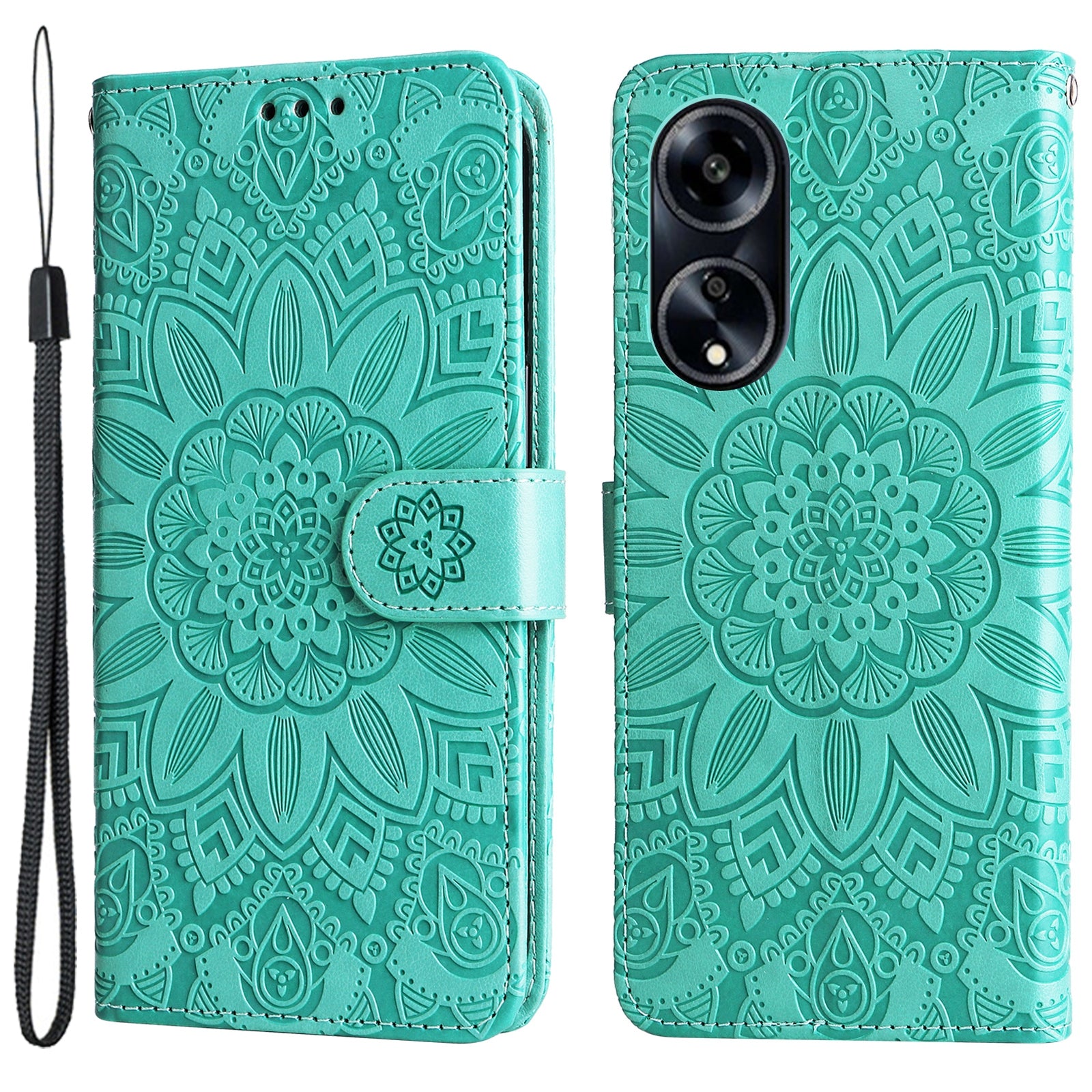 Protective Cover for Oppo A1 5G / A98 5G / F23 5G PU Leather Wallet Sunflower Imprinted Phone Flip Stand Case