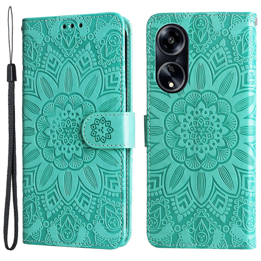 Protective Cover for Oppo A1 5G / A98 5G / F23 5G PU Leather Wallet Sunflower Imprinted Phone Flip Stand Case