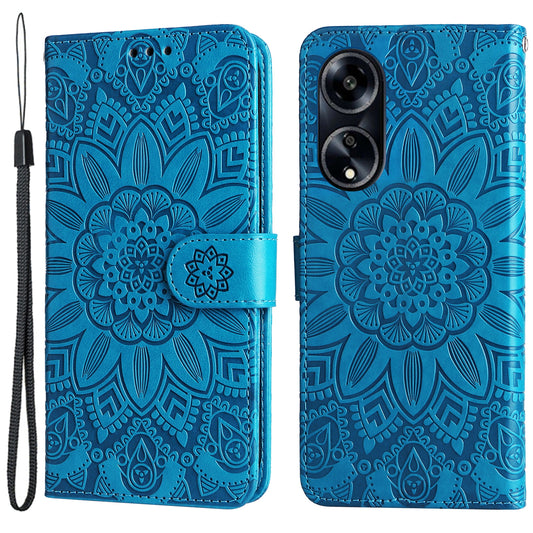 Protective Cover for Oppo A1 5G / A98 5G / F23 5G PU Leather Wallet Sunflower Imprinted Phone Flip Stand Case