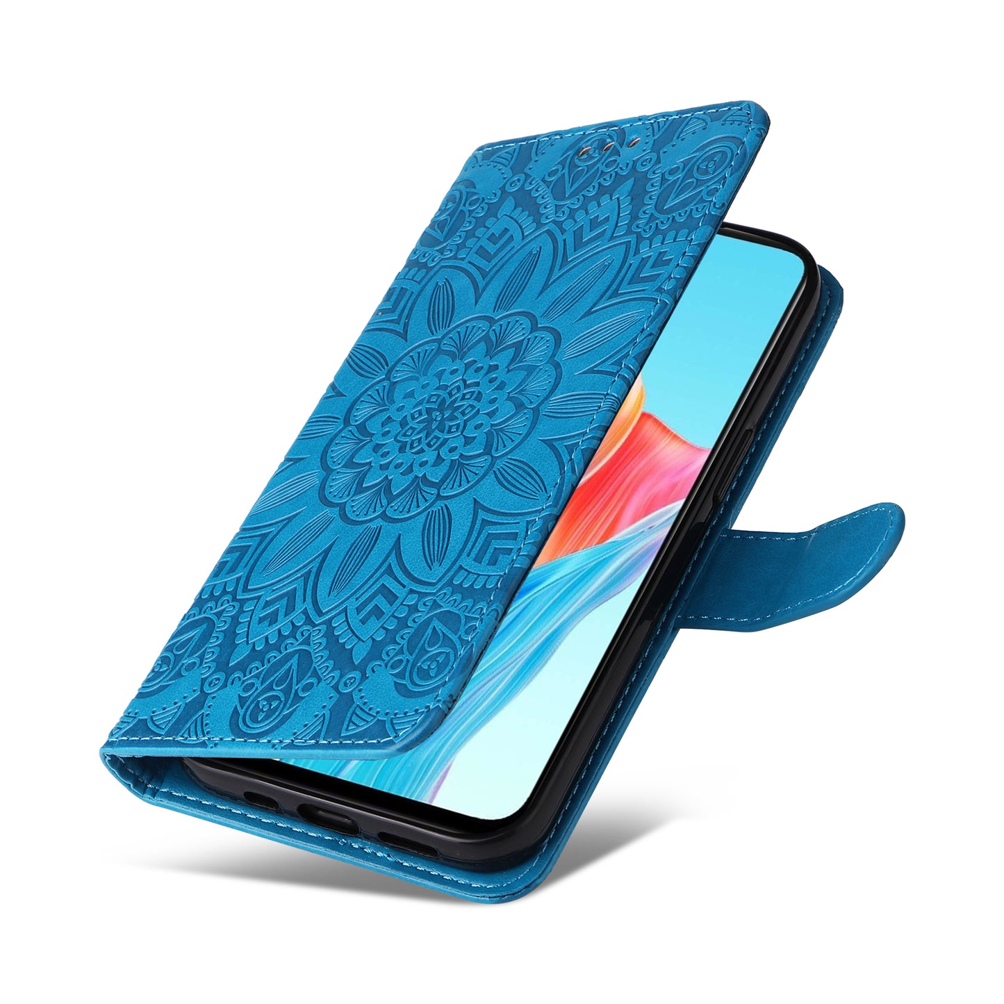 Protective Cover for Oppo A1 5G / A98 5G / F23 5G PU Leather Wallet Sunflower Imprinted Phone Flip Stand Case