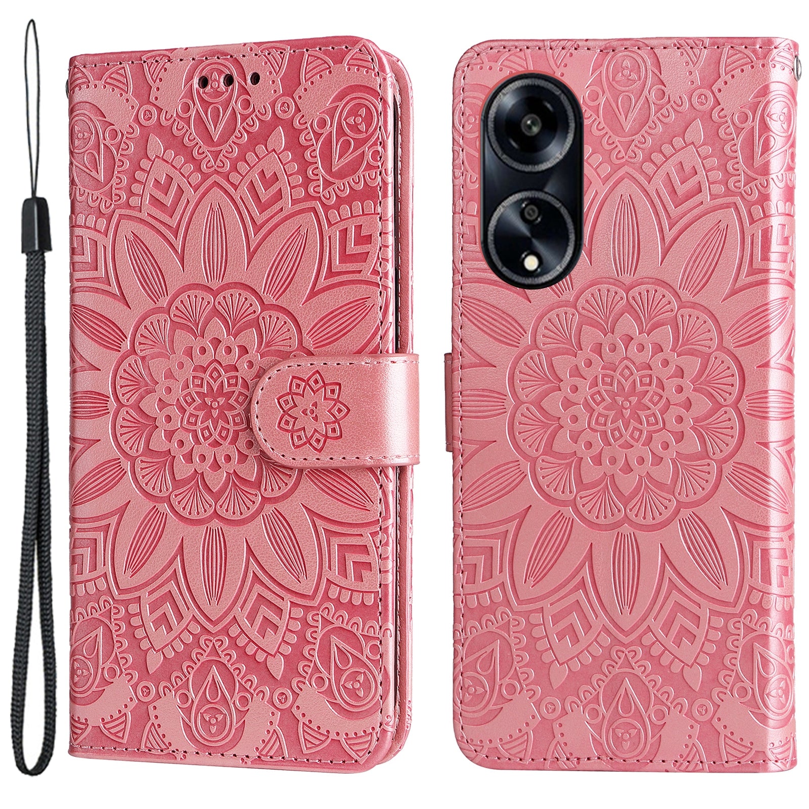 Protective Cover for Oppo A1 5G / A98 5G / F23 5G PU Leather Wallet Sunflower Imprinted Phone Flip Stand Case