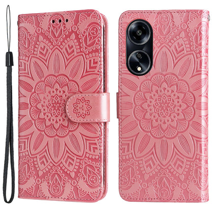 Protective Cover for Oppo A1 5G / A98 5G / F23 5G PU Leather Wallet Sunflower Imprinted Phone Flip Stand Case