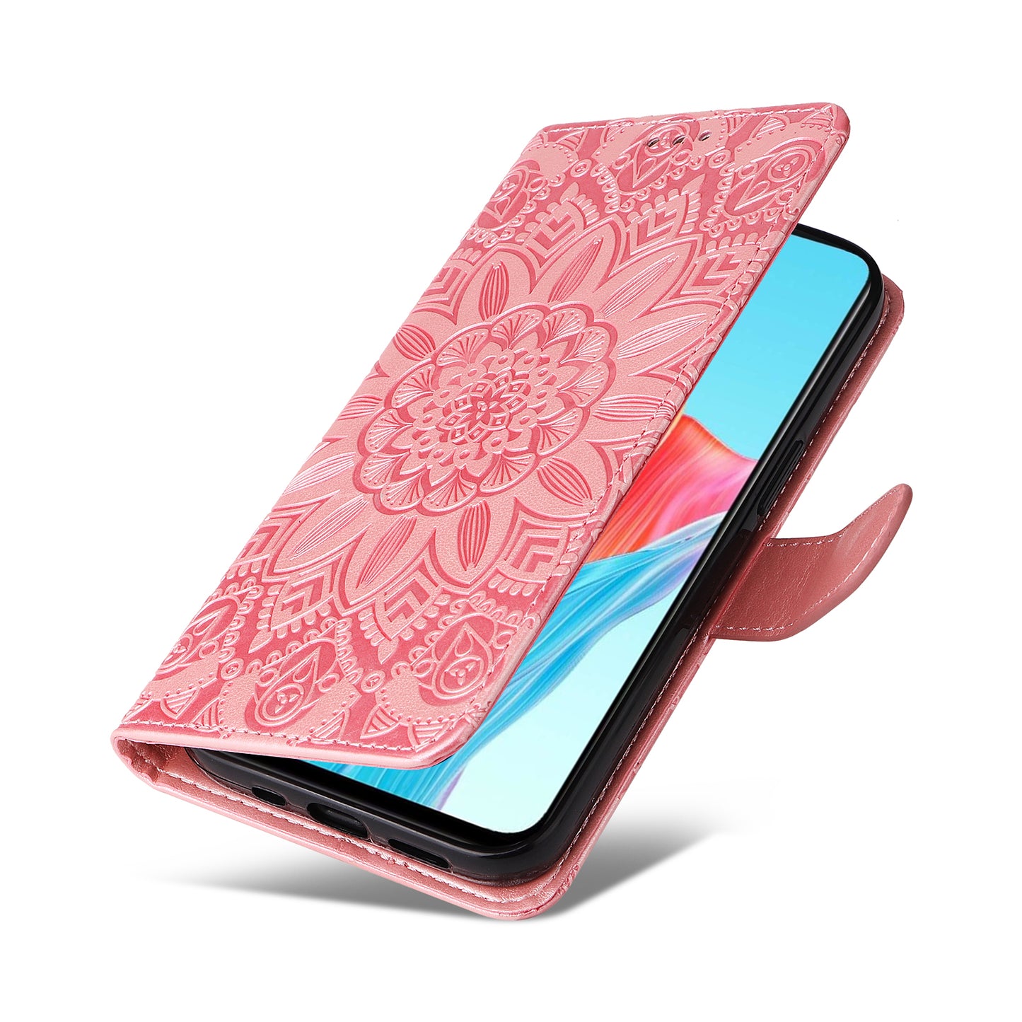 Protective Cover for Oppo A1 5G / A98 5G / F23 5G PU Leather Wallet Sunflower Imprinted Phone Flip Stand Case