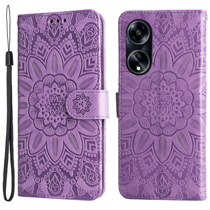 Protective Cover for Oppo A1 5G / A98 5G / F23 5G PU Leather Wallet Sunflower Imprinted Phone Flip Stand Case