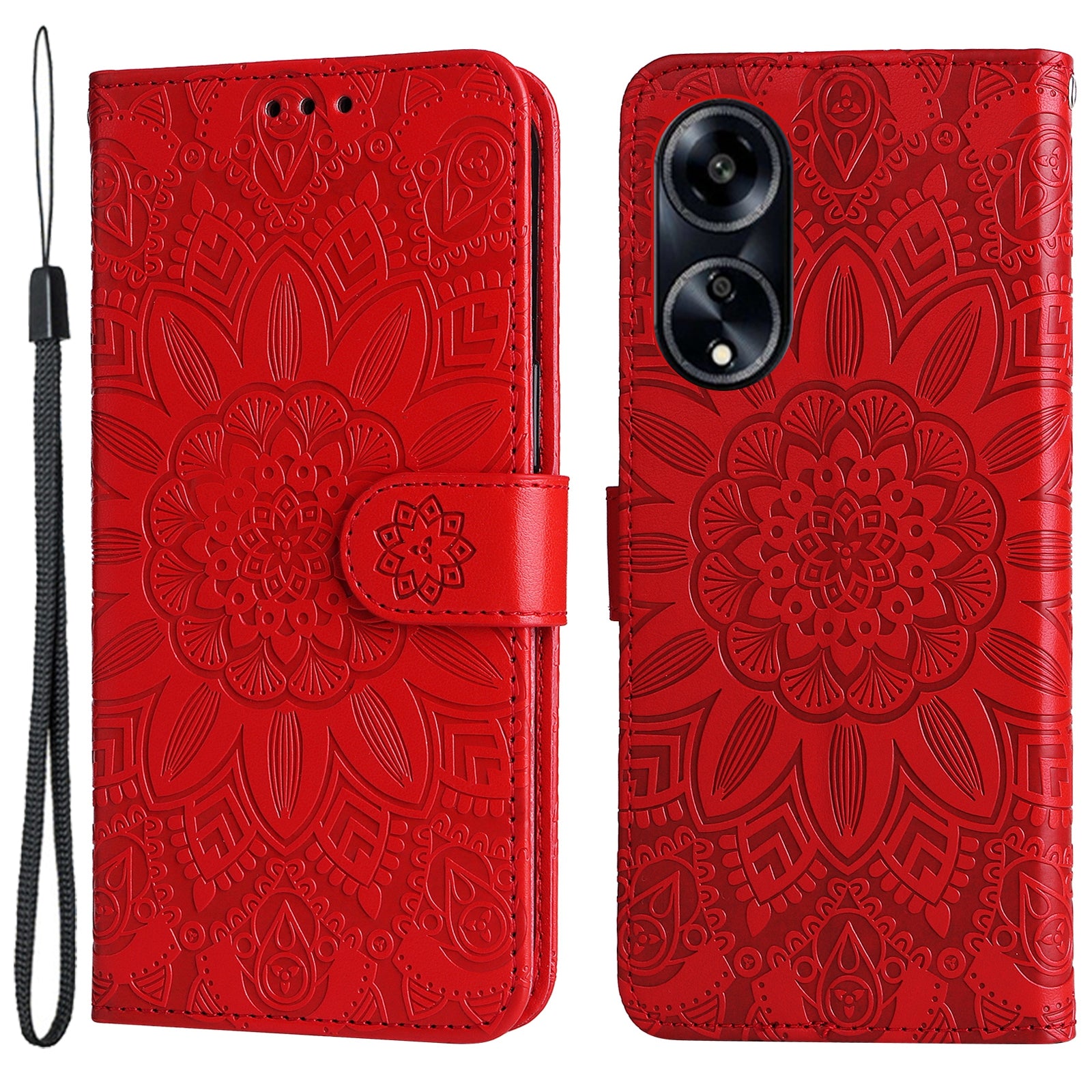 Protective Cover for Oppo A1 5G / A98 5G / F23 5G PU Leather Wallet Sunflower Imprinted Phone Flip Stand Case
