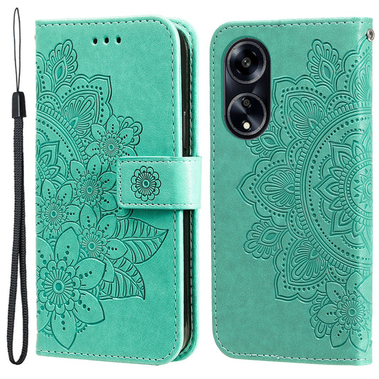 For Oppo A1 5G / A98 5G / F23 5G PU Leather Wallet Stand Anti-scratch Phone Cover Flower Imprinting Smartphone Case