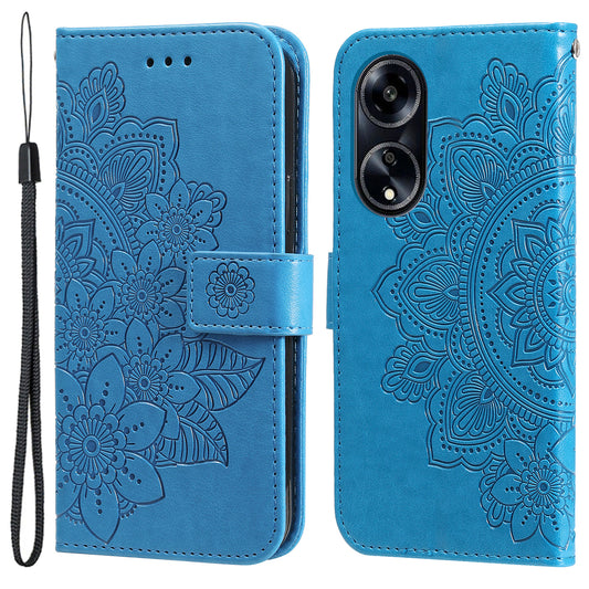For Oppo A1 5G / A98 5G / F23 5G PU Leather Wallet Stand Anti-scratch Phone Cover Flower Imprinting Smartphone Case