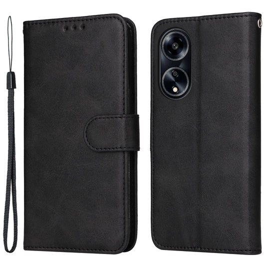 Leather Case for Oppo A1 5G / A98 5G / F23 5G Shockproof Calf Texture Wallet Stand Cell Phone Cover with Strap