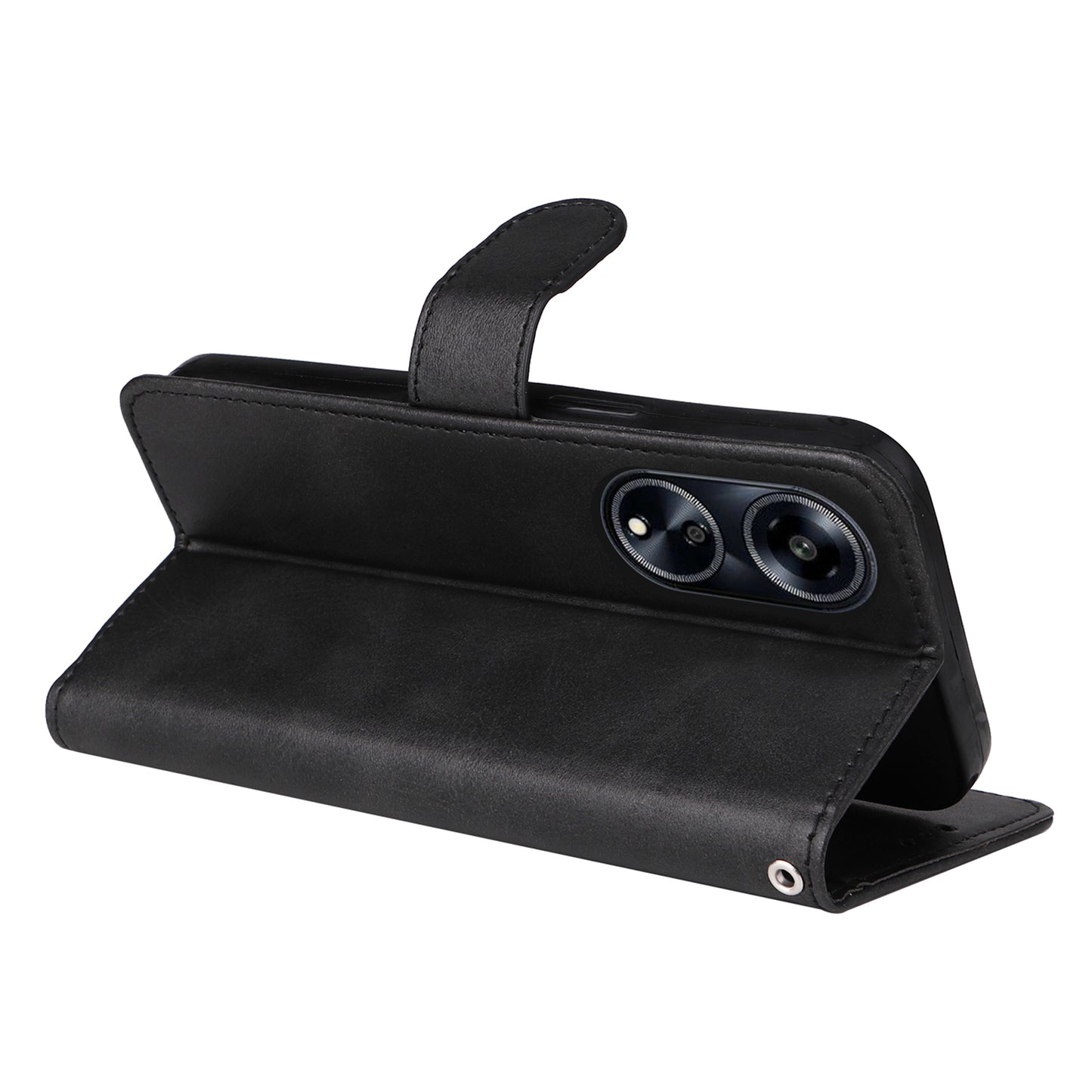 Leather Case for Oppo A1 5G / A98 5G / F23 5G Shockproof Calf Texture Wallet Stand Cell Phone Cover with Strap