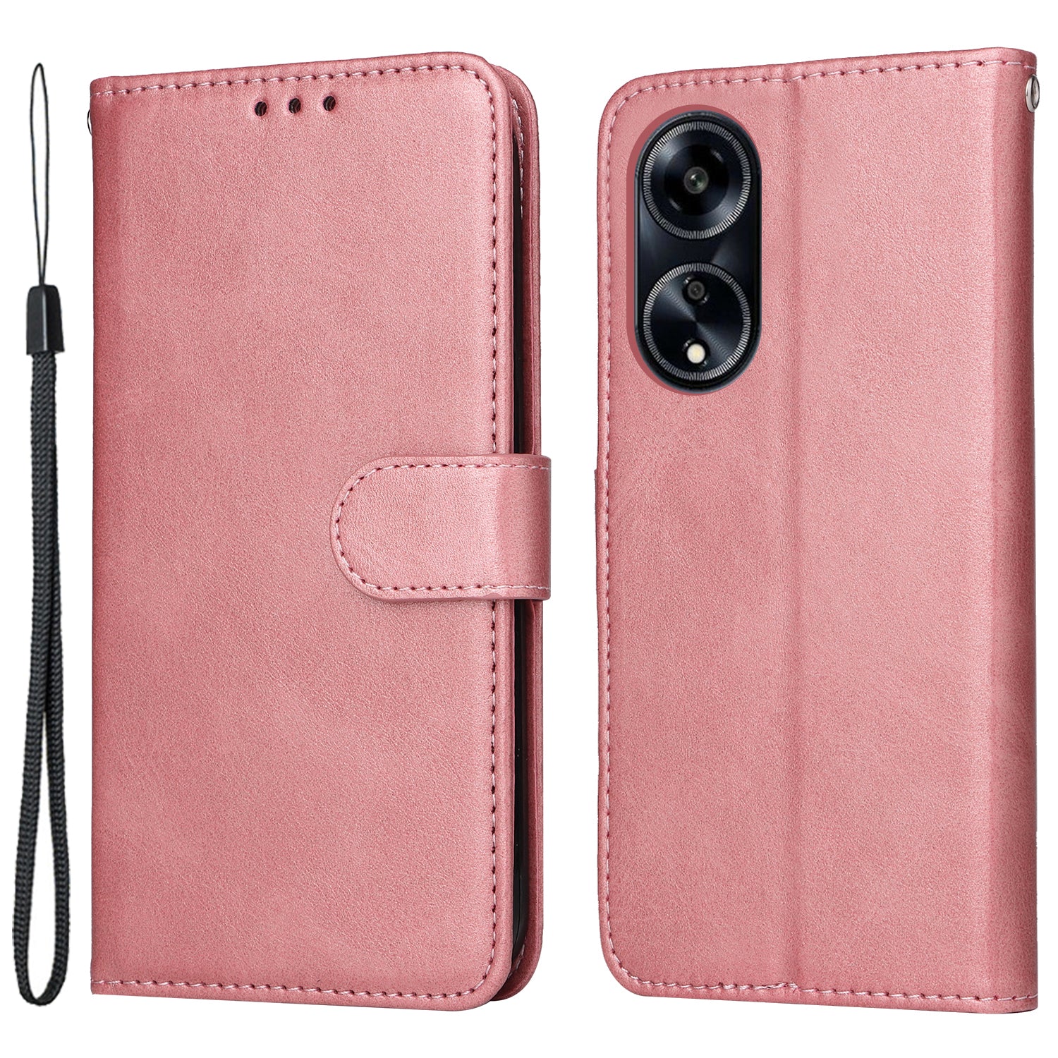 Leather Case for Oppo A1 5G / A98 5G / F23 5G Shockproof Calf Texture Wallet Stand Cell Phone Cover with Strap