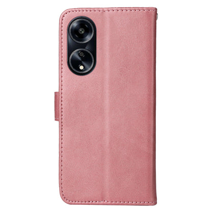 Leather Case for Oppo A1 5G / A98 5G / F23 5G Shockproof Calf Texture Wallet Stand Cell Phone Cover with Strap