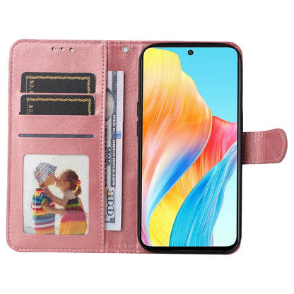 Leather Case for Oppo A1 5G / A98 5G / F23 5G Shockproof Calf Texture Wallet Stand Cell Phone Cover with Strap
