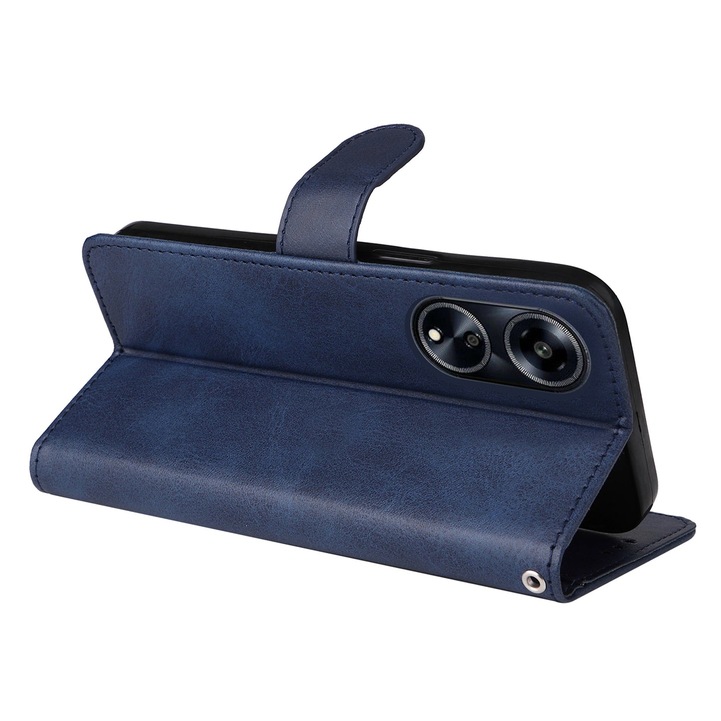 Leather Case for Oppo A1 5G / A98 5G / F23 5G Shockproof Calf Texture Wallet Stand Cell Phone Cover with Strap