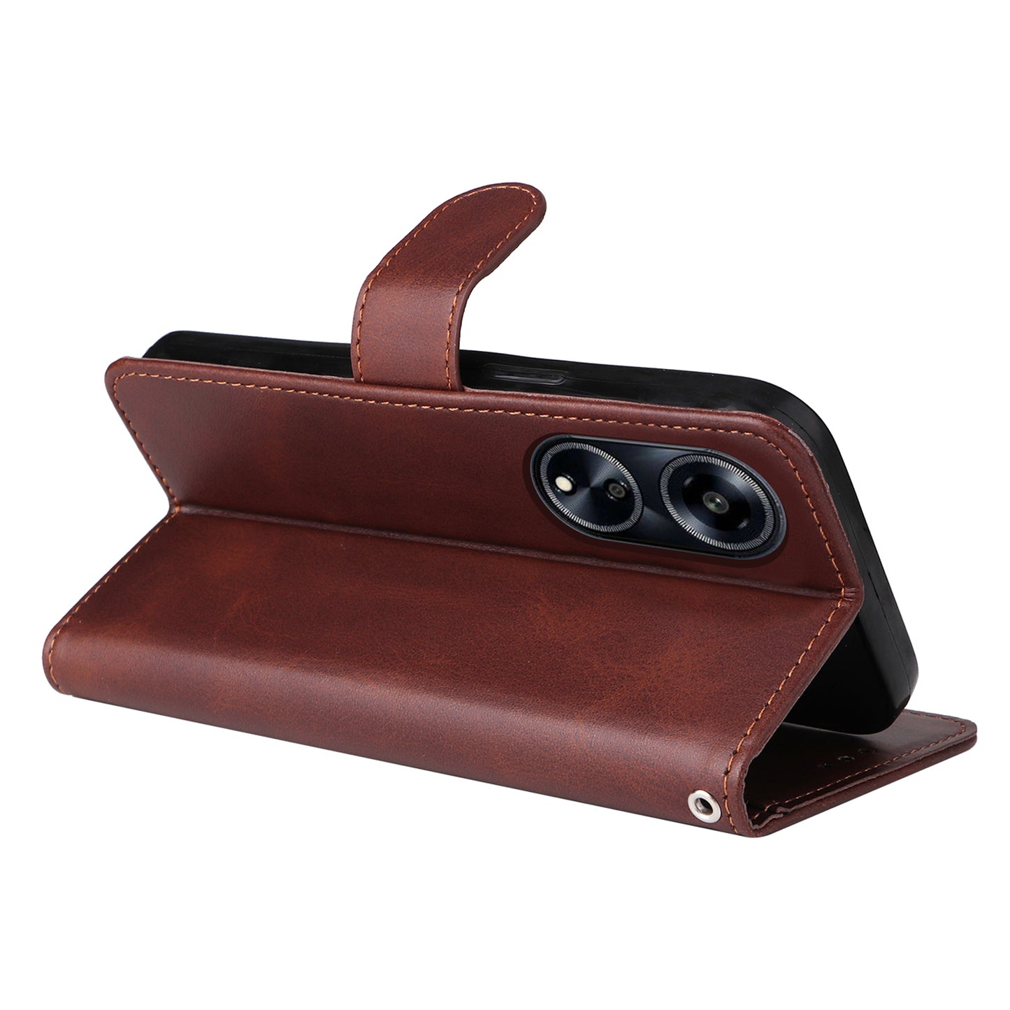 Leather Case for Oppo A1 5G / A98 5G / F23 5G Shockproof Calf Texture Wallet Stand Cell Phone Cover with Strap