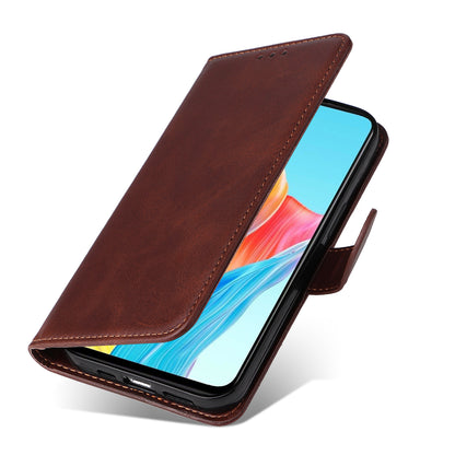 Leather Case for Oppo A1 5G / A98 5G / F23 5G Shockproof Calf Texture Wallet Stand Cell Phone Cover with Strap