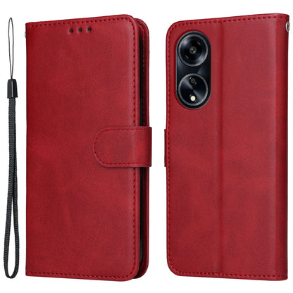 Leather Case for Oppo A1 5G / A98 5G / F23 5G Shockproof Calf Texture Wallet Stand Cell Phone Cover with Strap