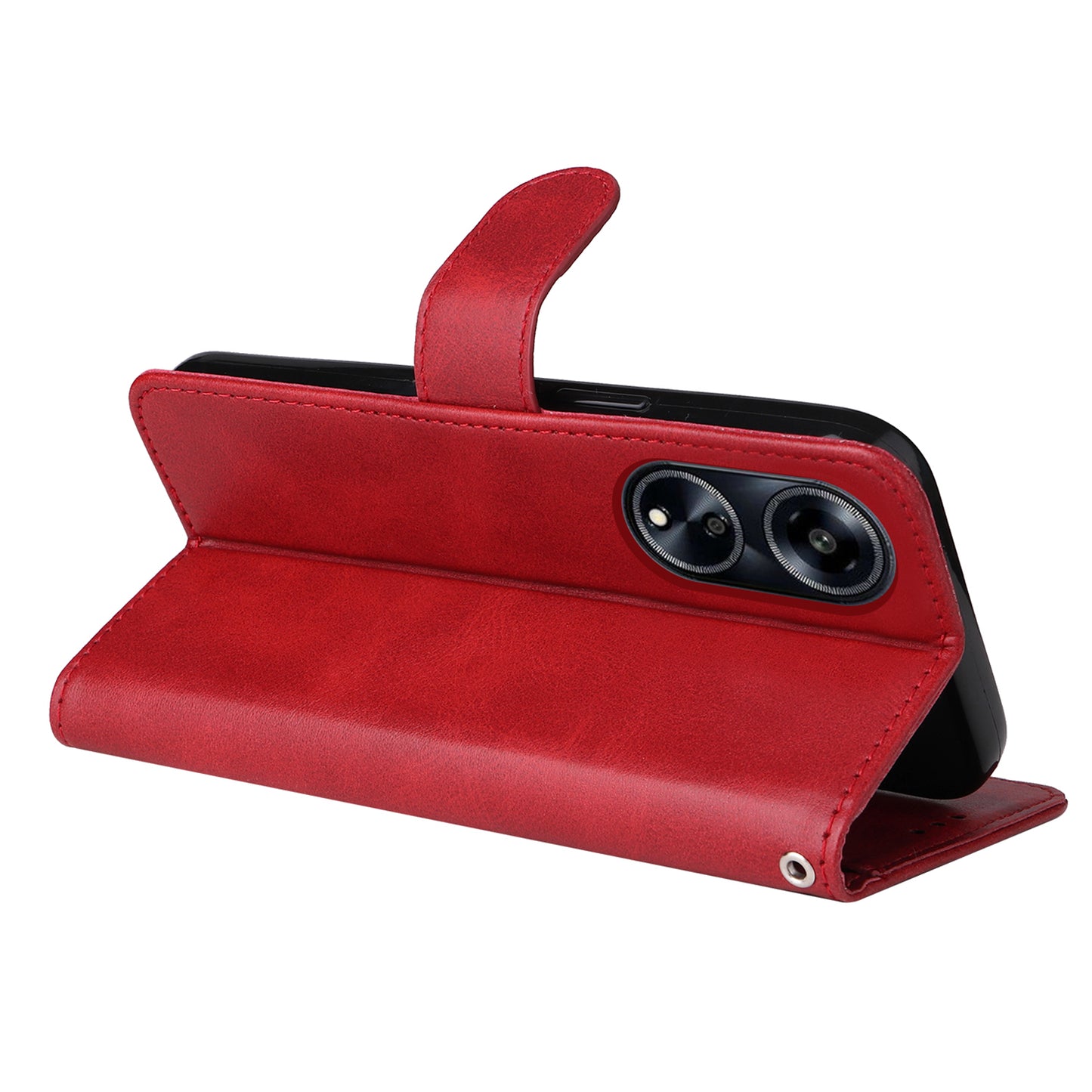 Leather Case for Oppo A1 5G / A98 5G / F23 5G Shockproof Calf Texture Wallet Stand Cell Phone Cover with Strap