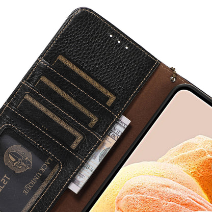 RFID Blocking Phone Case for Xiaomi 13 Ultra , Genuine Cow Leather Cover with Wallet Stand