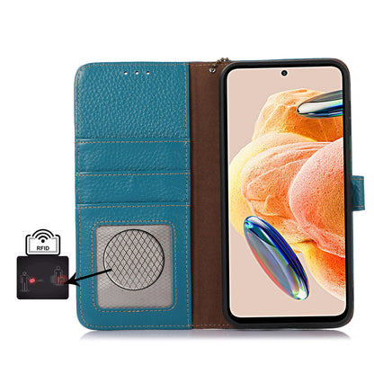 RFID Blocking Phone Case for Xiaomi 13 Ultra , Genuine Cow Leather Cover with Wallet Stand