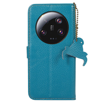 RFID Blocking Phone Case for Xiaomi 13 Ultra , Genuine Cow Leather Cover with Wallet Stand