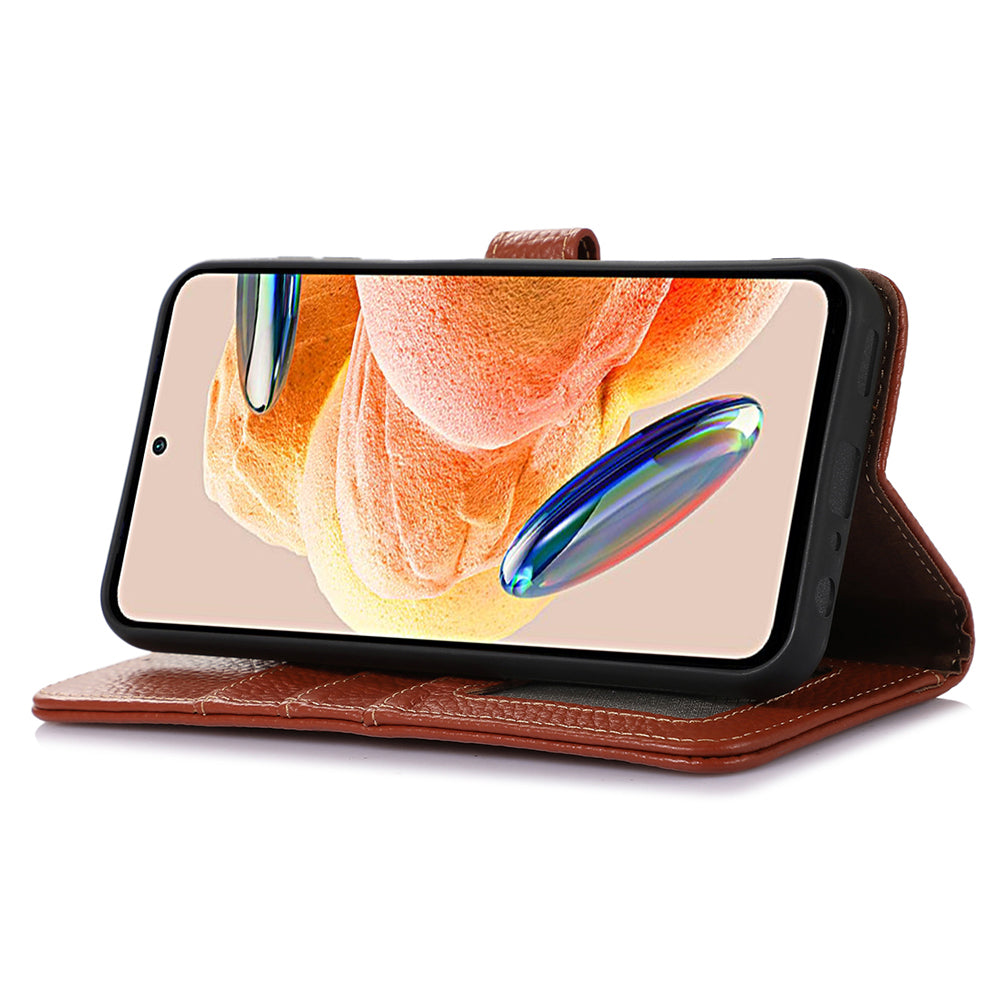 RFID Blocking Phone Case for Xiaomi 13 Ultra , Genuine Cow Leather Cover with Wallet Stand