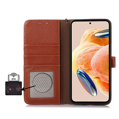 RFID Blocking Phone Case for Xiaomi 13 Ultra , Genuine Cow Leather Cover with Wallet Stand