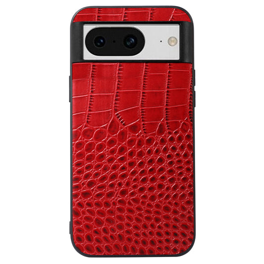 For Google Pixel 8 Crocodile Texture Phone Case Genuine Cowhide Leather+PC+TPU Cover