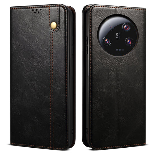 For Xiaomi 13 Ultra Leather Wallet Phone Case Waxy Crazy Horse Texture Stand Phone Cover