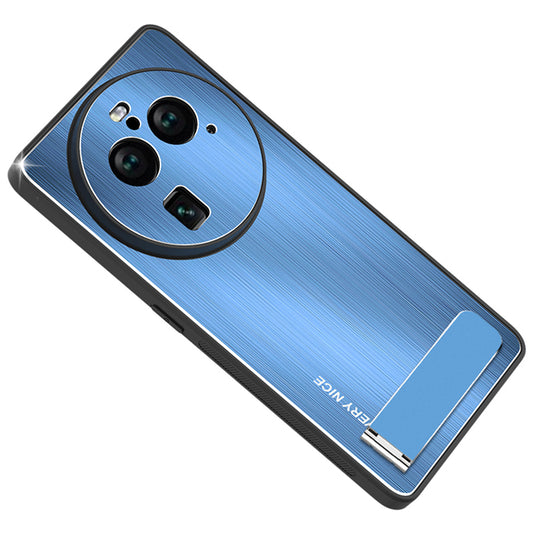 Phone Case for Oppo Find X6 Pro TPU Bumper Aluminium Alloy Brushed Back Kickstand Phone Cover