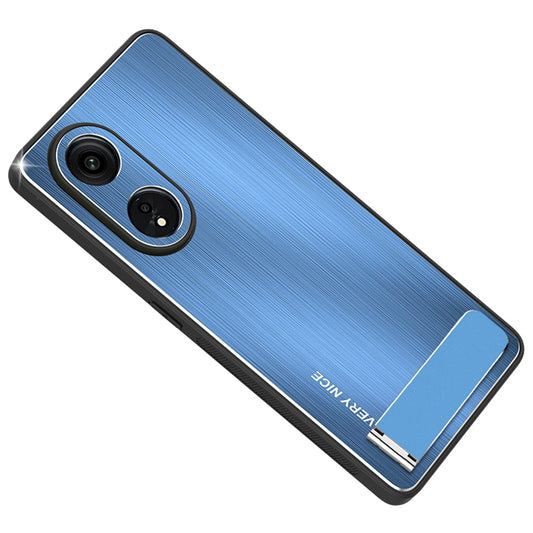 Back Cover for Oppo A1 Pro 5G / Reno8 T 5G / A98 5G TPU Bumper+Aluminium Alloy Brushed Kickstand Case