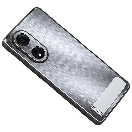 Back Cover for Oppo A1 Pro 5G / Reno8 T 5G / A98 5G TPU Bumper+Aluminium Alloy Brushed Kickstand Case