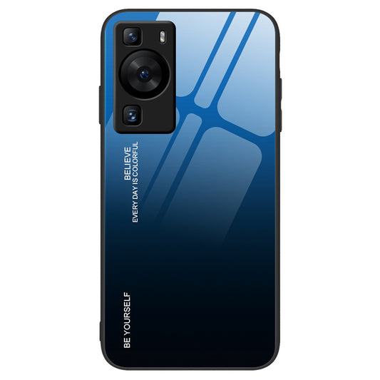 For Huawei P60 Gradient Color Back Shell Tempered Glass + PC + TPU Hybrid Protective Phone Case