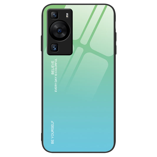 For Huawei P60 Gradient Color Back Shell Tempered Glass + PC + TPU Hybrid Protective Phone Case