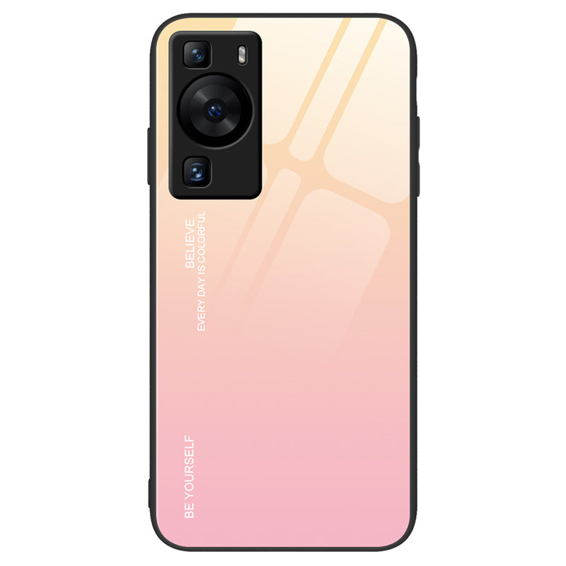 For Huawei P60 Gradient Color Back Shell Tempered Glass + PC + TPU Hybrid Protective Phone Case