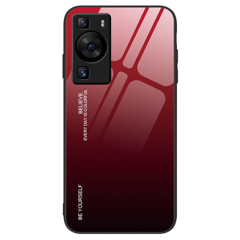 For Huawei P60 Gradient Color Back Shell Tempered Glass + PC + TPU Hybrid Protective Phone Case
