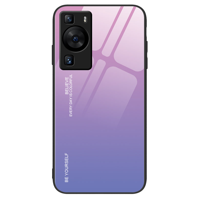 For Huawei P60 Gradient Color Back Shell Tempered Glass + PC + TPU Hybrid Protective Phone Case