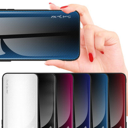 For Huawei P60 Carbon Fiber Texture Case Anti-Scratch Soft TPU + Tempered Glass Cover