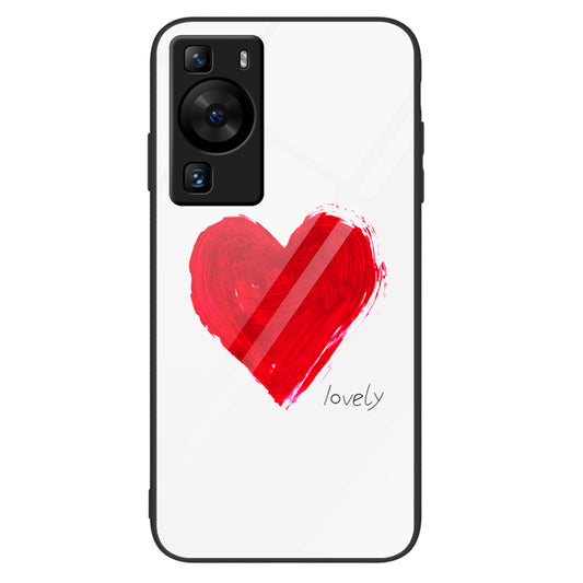 For Huawei P60 Anti-Scratch Tempered Glass Back Cover PC+TPU  Pattern Printing Phone Case